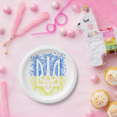 ウクライナのエンブレムtrident tryzub散乱ハート ペーパープレート (パーティー)