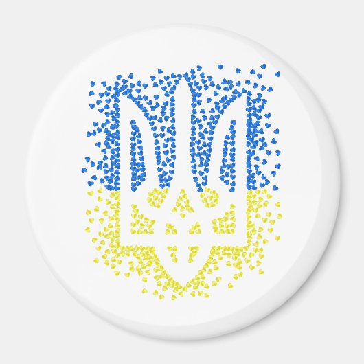 ウクライナのエンブレムtrident tryzub散乱ハート マグネット (正面)