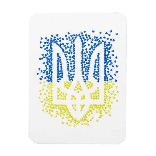 ウクライナのエンブレムtrident tryzub散乱ハート マグネット (縦)