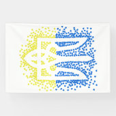 ウクライナのエンブレムtrident tryzub散乱ハート 横断幕 (横)