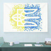 ウクライナのエンブレムtrident tryzub散乱ハート 横断幕 (トレードショー)