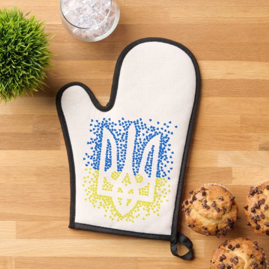 ウクライナのエンブレムtrident tryzub散乱ハート 鍋つかみ (トップダウン)