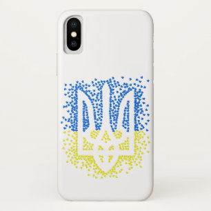 ウクライナのエンブレムtrident tryzub散乱ハート iPhone x ケース