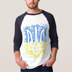 ウクライナのエンブレムtrident tryzub散乱ハート tシャツ