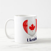 ウクライナのカナダの旗のハートのマグ コーヒーマグカップ (左)
