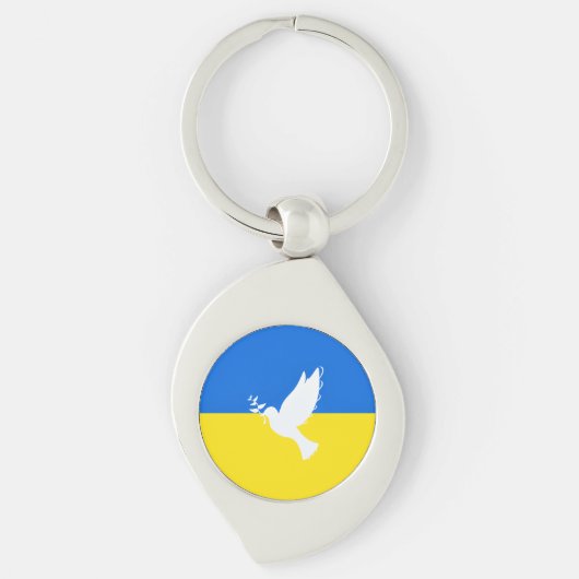 ウクライナのキーチェーン平和ドーヴウクライナ国旗をサポート キーホルダー (正面)
