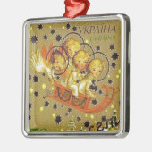 ウクライナのクリスマスの天使のベビー メタルオーナメント (左)