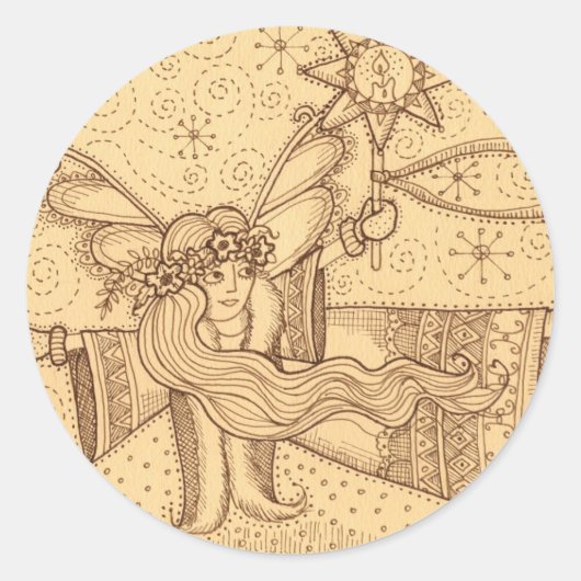 ウクライナのクリスマスの天使 ラウンドシール (正面)