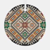 ウクライナのクロスステッチ:民族手作りパターン。 ガラスオーナメント (裏面)