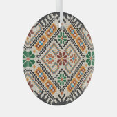 ウクライナのクロスステッチ:民族手作りパターン。 ガラスオーナメント (正面右)