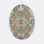 ウクライナのクロスステッチ:民族手作りパターン。 ガラスオーナメント (正面左)