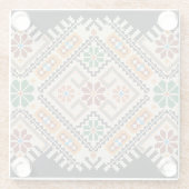 ウクライナのクロスステッチ:民族手作りパターン。 ガラスコースター (裏面)