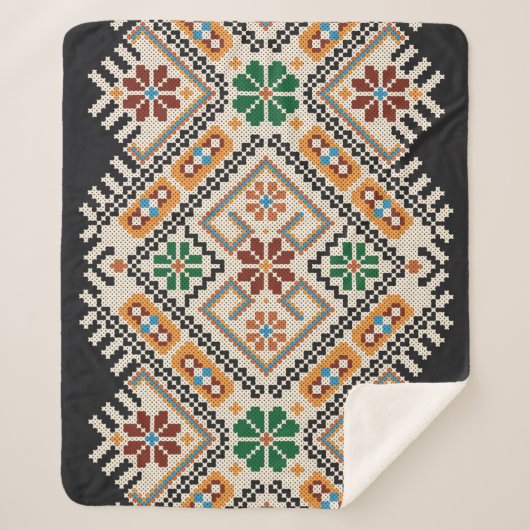 ウクライナのクロスステッチ:民族手作りパターン。 シェルパブランケット (正面)