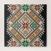 ウクライナのクロスステッチ:民族手作りパターン。 ジグソーパズル (横)