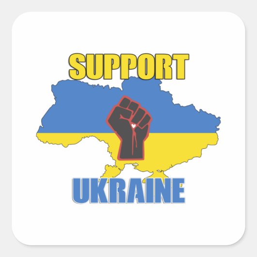 ウクライナのサポート – ウクライナの平和と愛 スクエアシール (正面)