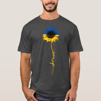 ウクライナのヒマワリのフラワーウクライナ国旗のスタンド Tシャツ