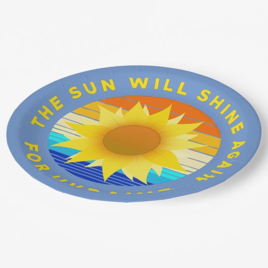 ウクライナのヒマワリは太陽が再び輝く ペーパープレート (アングル)