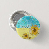 ウクライナのヒマワリ平和に立つ 缶バッジ (正面&裏面)