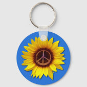 ウクライナのヒマワリ平和シンボルのサインアンチ – 戦争の愛 キーホルダー (正面)