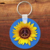 ウクライナのヒマワリ平和シンボルのサインアンチ – 戦争の愛 キーホルダー (正面)