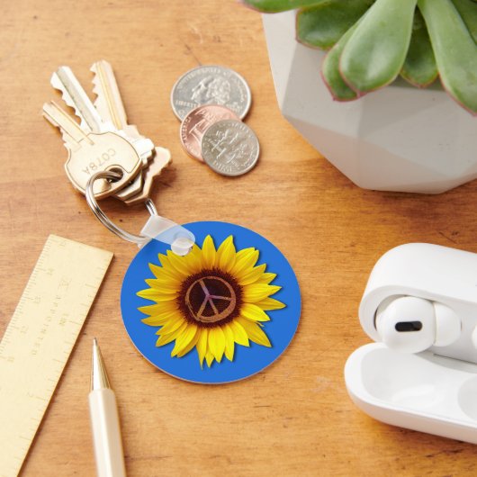 ウクライナのヒマワリ平和シンボルのサインアンチ – 戦争の愛 キーホルダー (デスク)