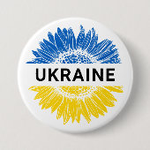 ウクライナのヒマワリ支援の連帯ウクライナ 缶バッジ (正面)