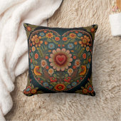 ウクライナのフォークアインスパイアート – カラー数々のハート クッション (ブランケット)