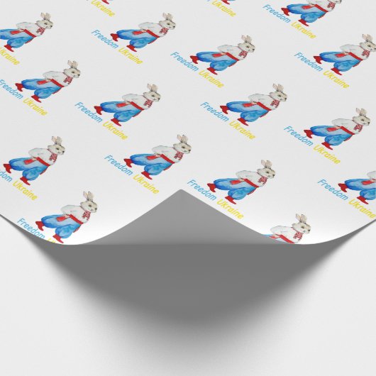 ウクライナのフォーク衣装の水の色を様式化したウサギ ラッピングペーパー (角)