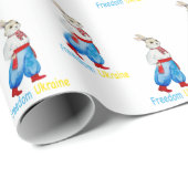 ウクライナのフォーク衣装の水の色を様式化したウサギ ラッピングペーパー (ロールコーナー)