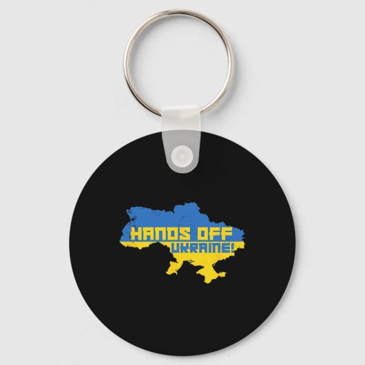 ウクライナのプーチン政権抗議デモのHands Off Ukraine キーホルダー (正面)