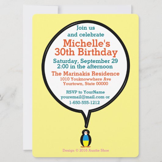 ウクライナのペンギンさんカスタマイズ可能 招待状 (正面)