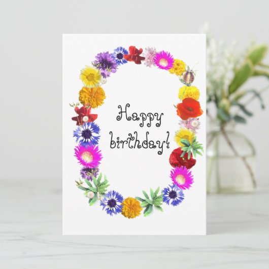 ウクライナのリースで夏の明るい花のスタイル シーズンカード (スタンド正面)