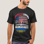 ウクライナのルーツウクライナ国旗Fで栽培されたアメリカ人 Tシャツ (正面)