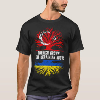 ウクライナのルーツ国旗で栽培されたトルコ語 Tシャツ