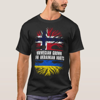 ウクライナのルーツ国旗で育てられたノルウェー語 Tシャツ