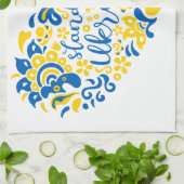 ウクライナのレタリングとハート キッチンタオル (折り畳み)