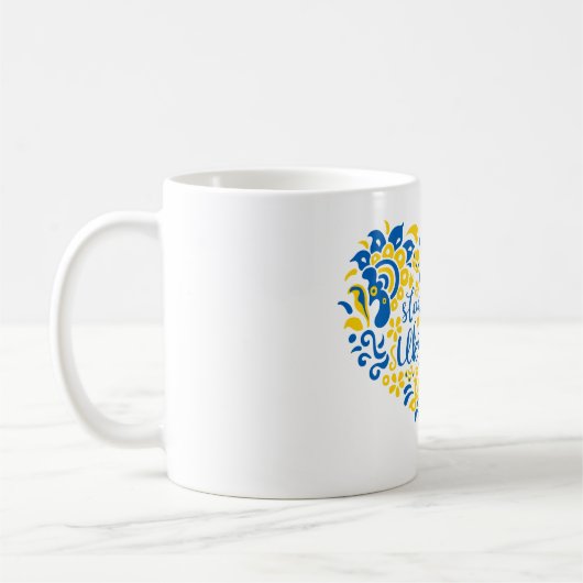 ウクライナのレタリングとハート コーヒーマグカップ (左)