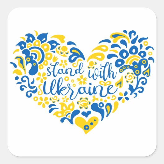 ウクライナのレタリングとハート スクエアシール (正面)