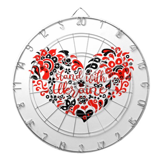 ウクライナのレタリングとハート ダーツボード (正面)