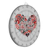 ウクライナのレタリングとハート ダーツボード (正面左)