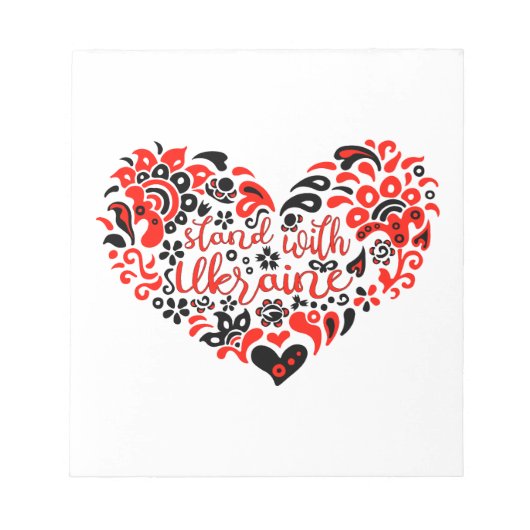 ウクライナのレタリングとハート ノートパッド (正面)