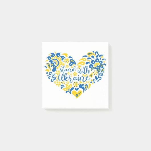 ウクライナのレタリングとハート ポストイット (正面)