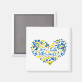 ウクライナのレタリングとハート マグネット (正面/裏面)