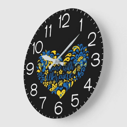 ウクライナのレタリングとハート ラージ壁時計 (傾斜)