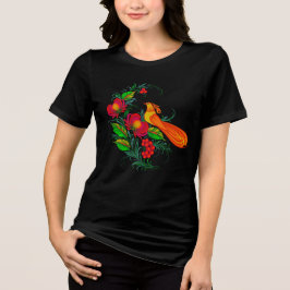 ウクライナの伝統的なペトリキウカ絵画トリブレンド トライブレンドＴシャツ