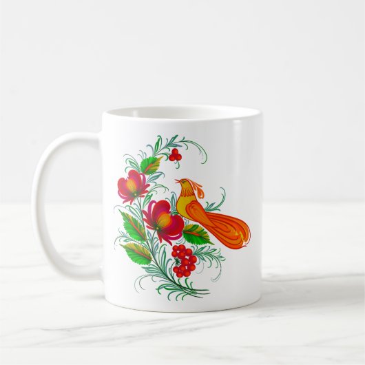 ウクライナの伝統的なペトリキウカ絵画 コーヒーマグカップ (左)