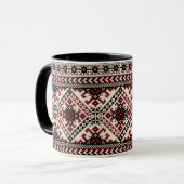 ウクライナの伝統的なヴシュヴァンカ民芸品 赤 マグカップ (正面左)