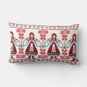 ウクライナの刺伝統的繍をしている女の子 ランバークッション (裏面)