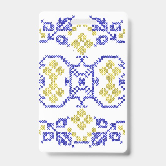 ウクライナの刺繍（ウクライナの国旗の色） バッジ (正面)