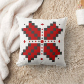 ウクライナの刺繍、赤と黒 クッション (ブランケット)